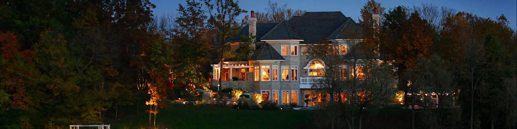 Residential home light up at night